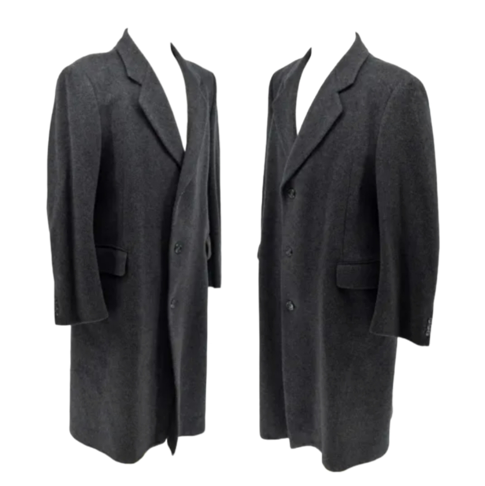 Di Benedetto Charcoal Cashmere Blend 3/4 Length Overcoat 42R